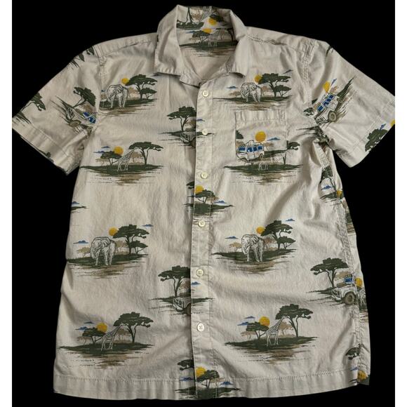 Safari Print Button Up Shirt XL Men’s 18/20 Elephant Giraffe Arizona Jean Co - Picture 8 of 12
